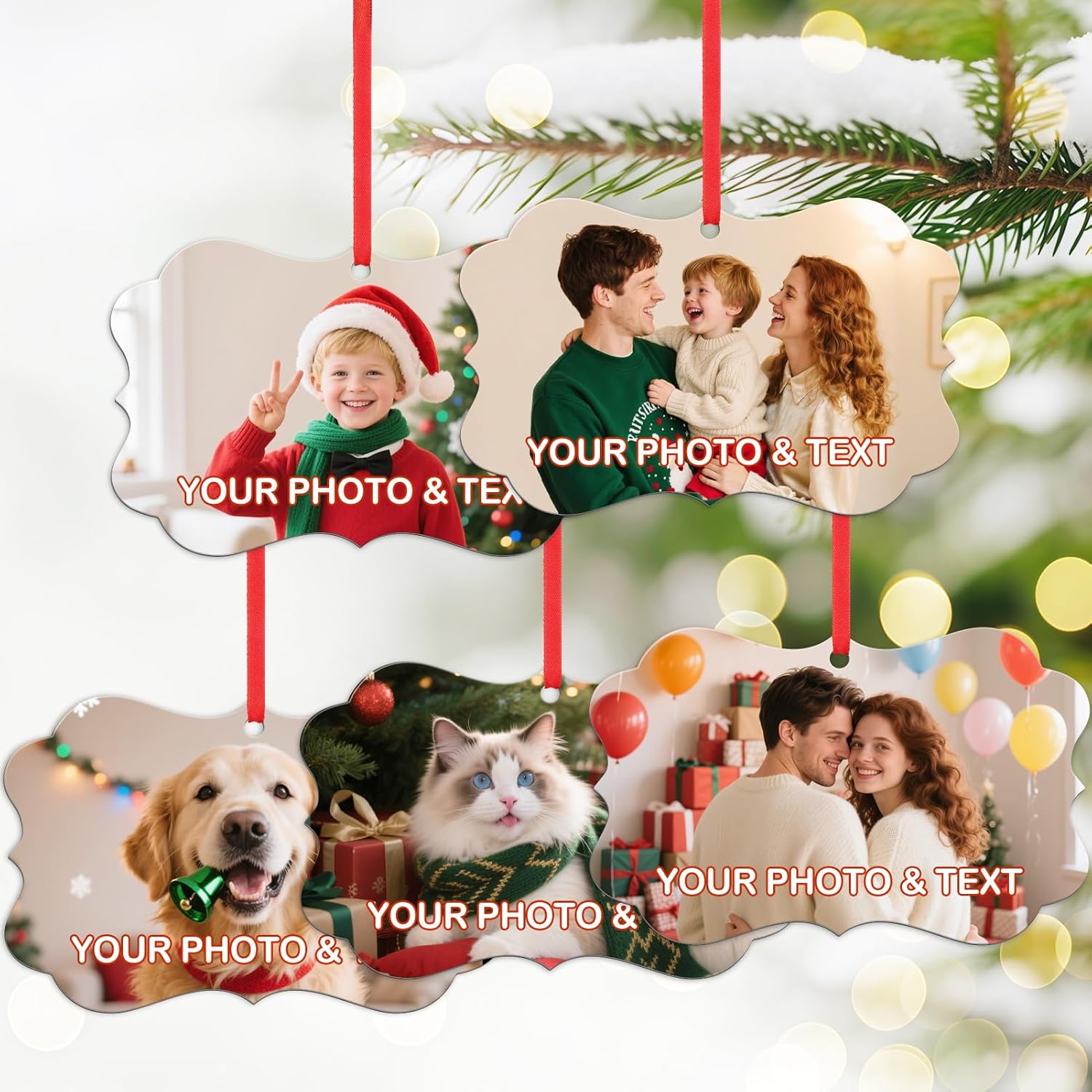 Personalized Photo Christmas Ornaments Double-Sided Metal Custom Picture Christmas Ornament 2024