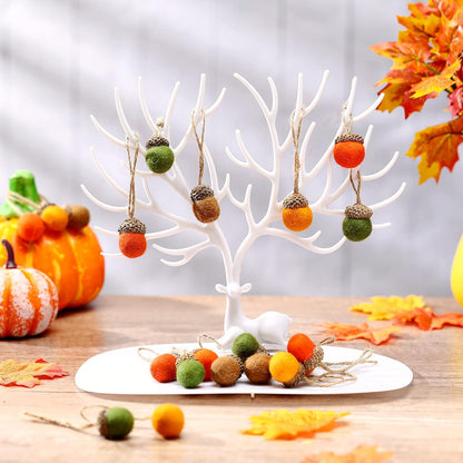 Tatuo 25 Pcs Fall Felt Acorn Ornament Hanging Wool Felted Acorn Garland for Fall Tree Ornament