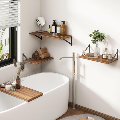 Fun Memories 27.5" W x12 D Floating Shelves, Large Wall Shelves 27.5 Inch Long, Set of 2, Farmhouse
