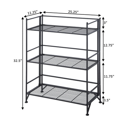 Convenience Concepts Xtra Storage Shelves - 3-Tier Wide Folding Metal Storage Shelves, Closet