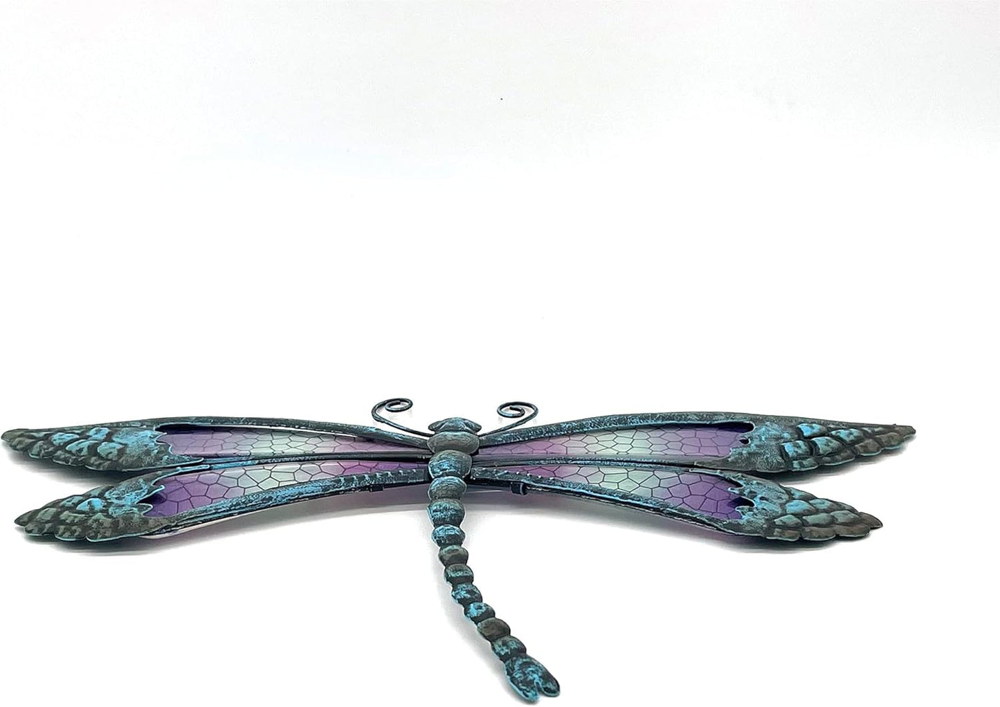 Metal Dragonfly Wall Decor, Handmade Mosaic Glass & Iron Art for Outdoor Garden, Patio, Fence