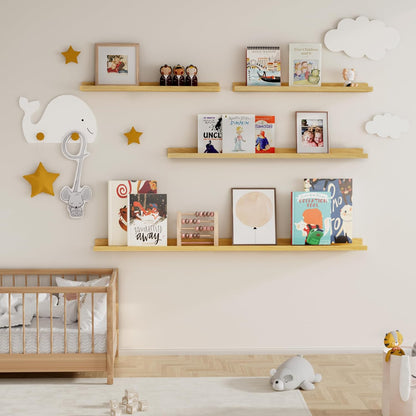 Picture Ledge Shelf for Wall, Floating Shelves Set of 4, 24 Inch Long Nursery Book Shelves for Toys