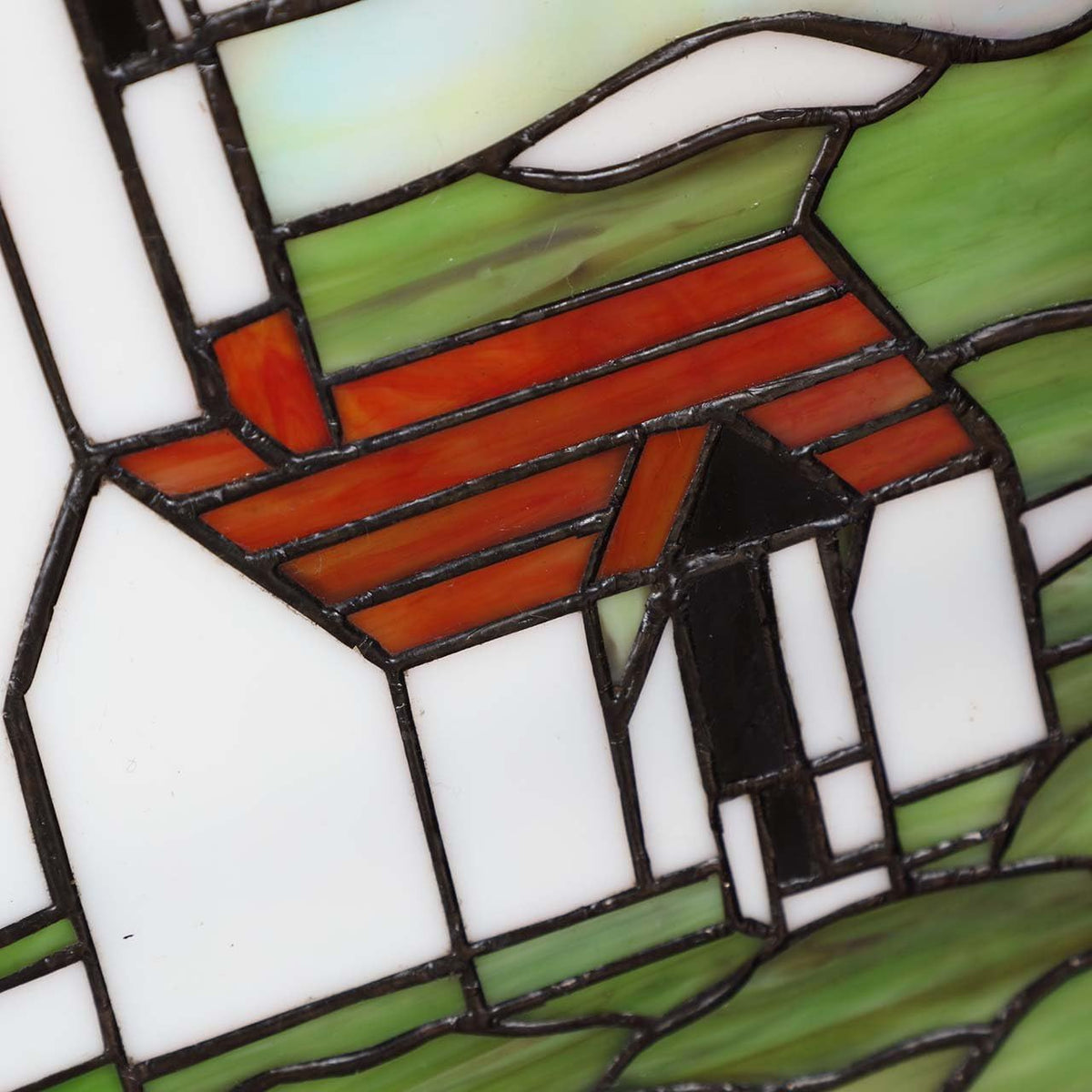 Bieye W10005 Pigeon Point Lighthouse Tiffany Style Stained Glass Window Panel with Hanging Chain