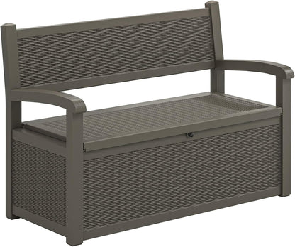 70 Gallon Deck Bench with Storage,Outdoor Storage Box Bench Waterproof&Lockable, Resin Patio