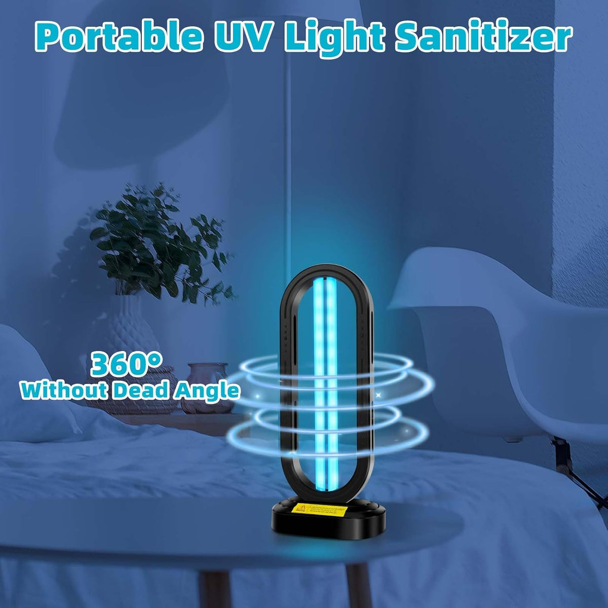 UV Light Sanitizer,4-Speed Timing and Remote Control UVC Home Disinfection Device,Portable