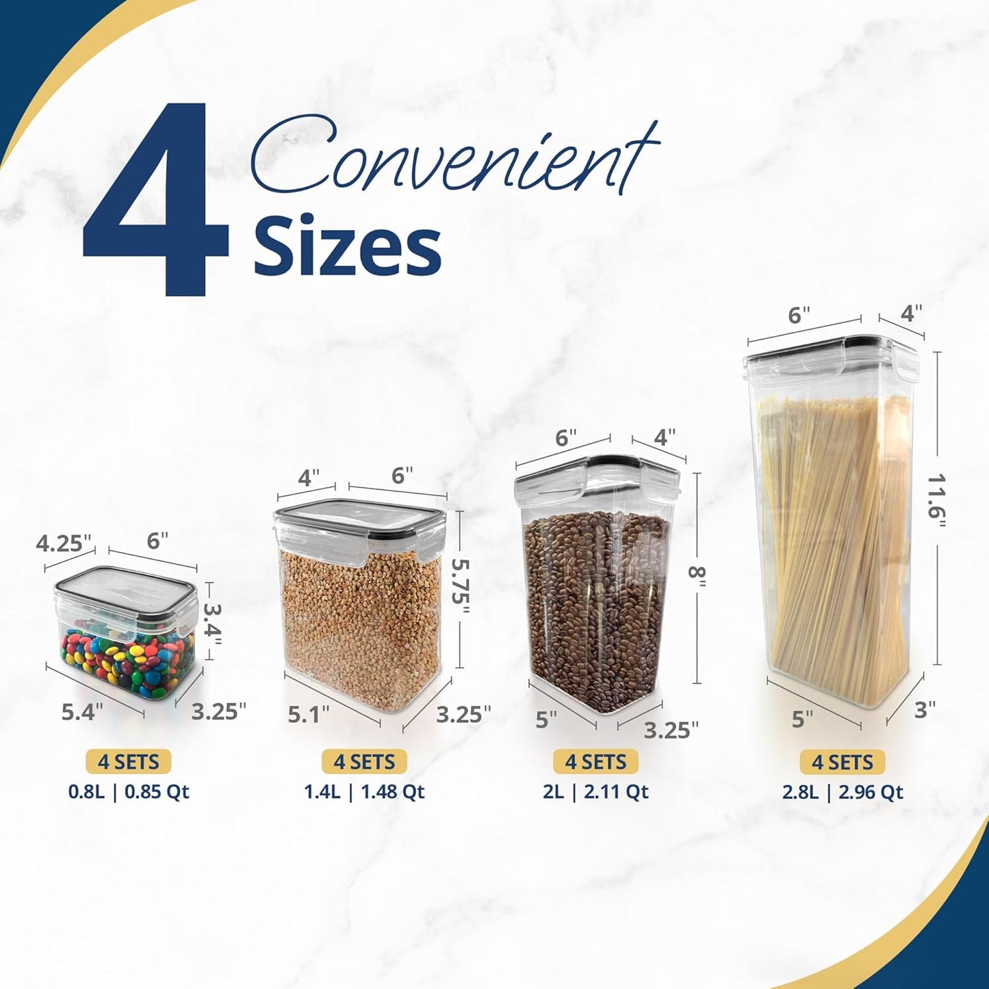 Reli. Airtight Food Storage Containers with Lids (16 Sets) | Kitchen Organizers and Storage Pantry