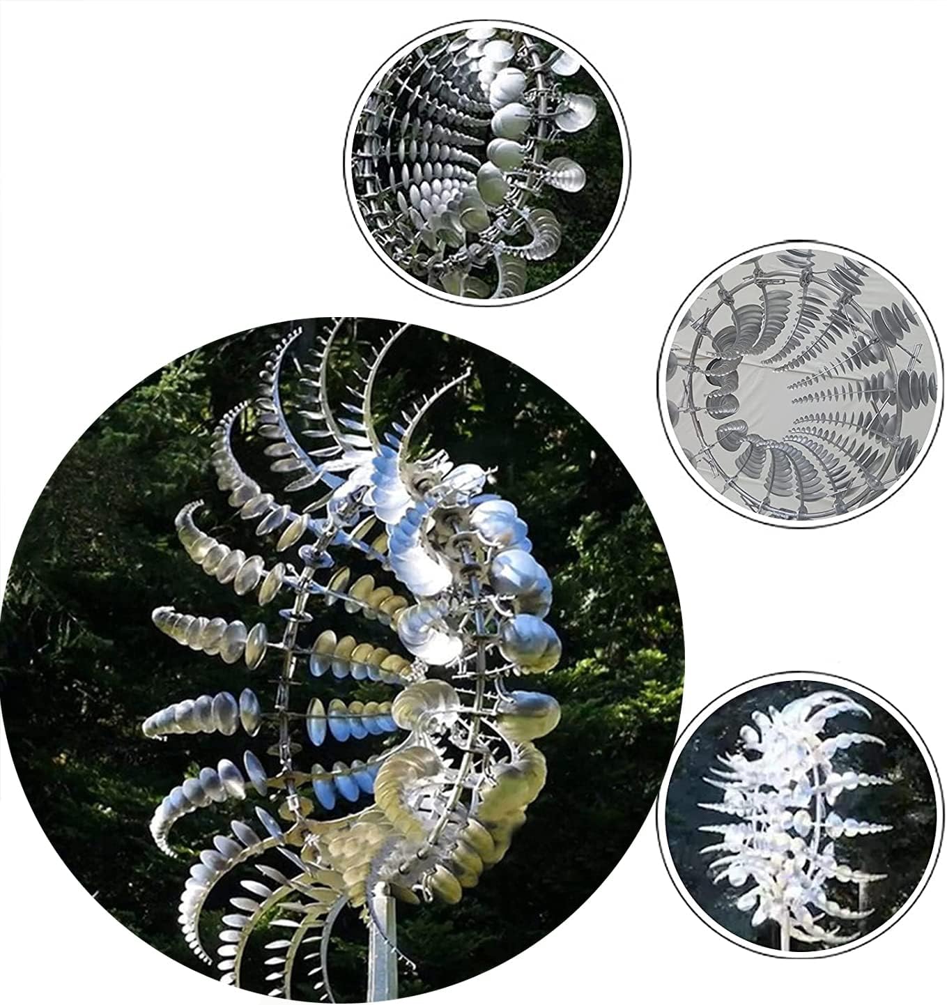 Unique and Magical Metal Windmill, 3D Wind Powered Kinetic Sculpture, Metal Wind Spinner Solar
