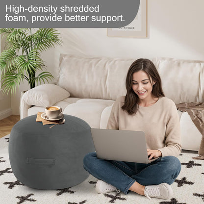 MeMoreCool Round Stuffed Pouf Ottoman Foot Rest, Floor Pouf Foot Stool with Soft Foam Chunk