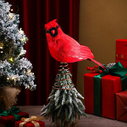 Retisee 11.8'' Cardinal Christmas Tree Topper Red Cardinal Christmas Tree Decoration Red Bird