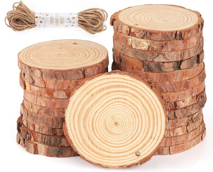 30 Pcs Wooden Discs for Crafts，3.1''-3.5'' Wood Circles for Crafts, Wood Slices for Painting DIY