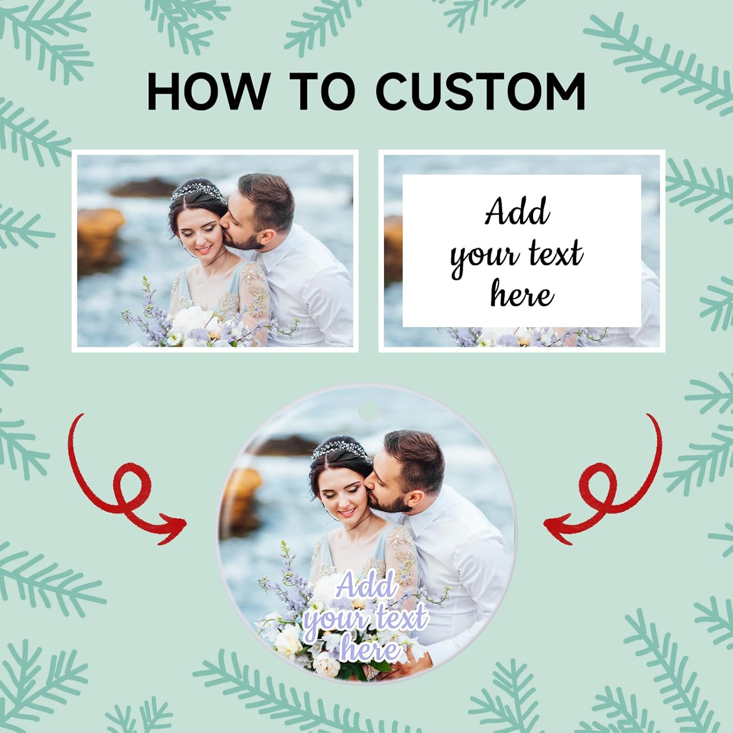 Personalized Christmas Ornaments 2025 Ceramic Custom Picture Text Hanging Ornament Customized