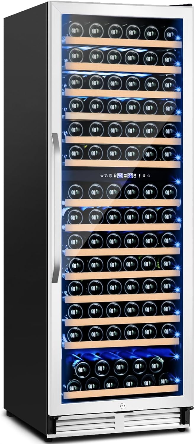 180 Bottles Wine Fridge 24 Inch Dual Zone Wine Cooler Refrigerator Freestanding Wine Refrigerator