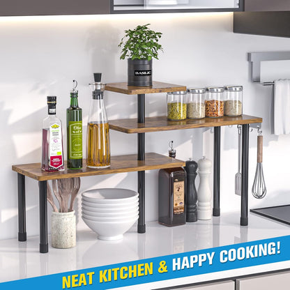JayRex Countertop Organizer Organization, 3 Tier Moveable Corner Shelf Organizer for Kitchen