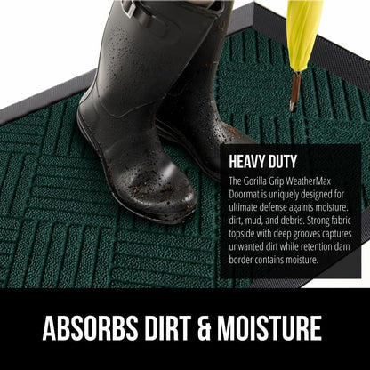 GORILLA GRIP 100% Waterproof All-Season WeatherMax Doormat US Designed Natural Rubber, Stain and