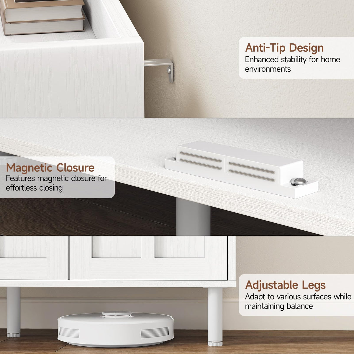 ComfyCorner Shoe Cabinet with 3 Doors, Shoe Rack for Entryway, White