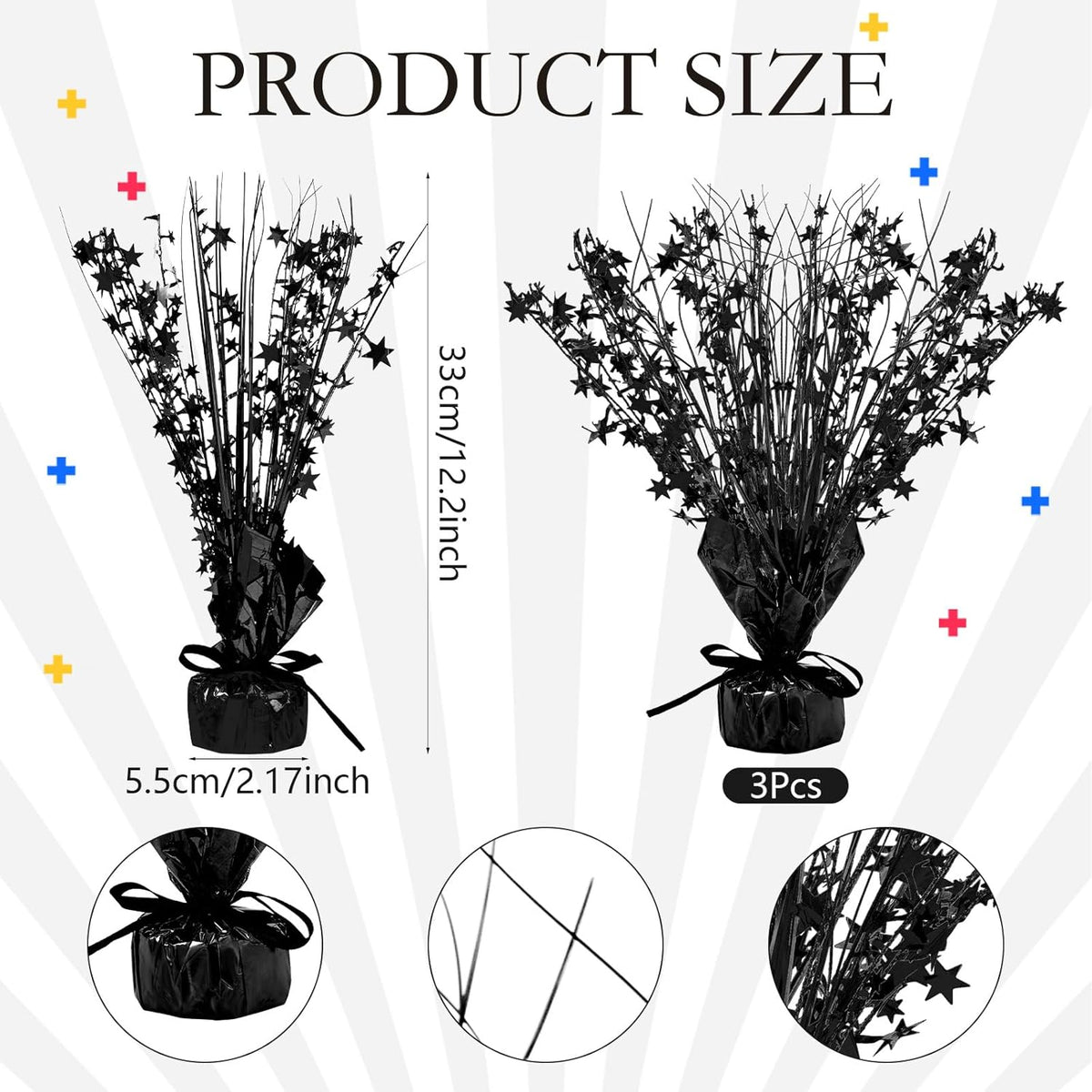 Crowye 18 Pieces Metallic Foil Spray Centerpiece Party Star Table Decoration Burst Metallic Table