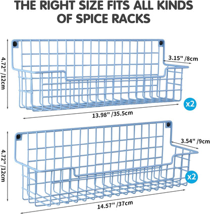 Spice Rack Wall Mount, Wall Spice Organizer for Kitchen Cabinet Door, Pack of 4 Hanging Spice Rack