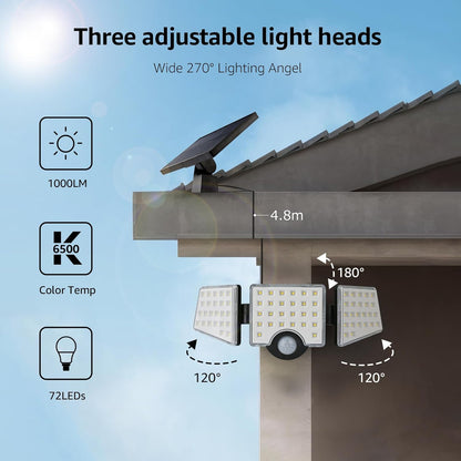 Solar Lights for Outside, WL5000 Motion Activated Security Lights, Separate Solar Panel, 3