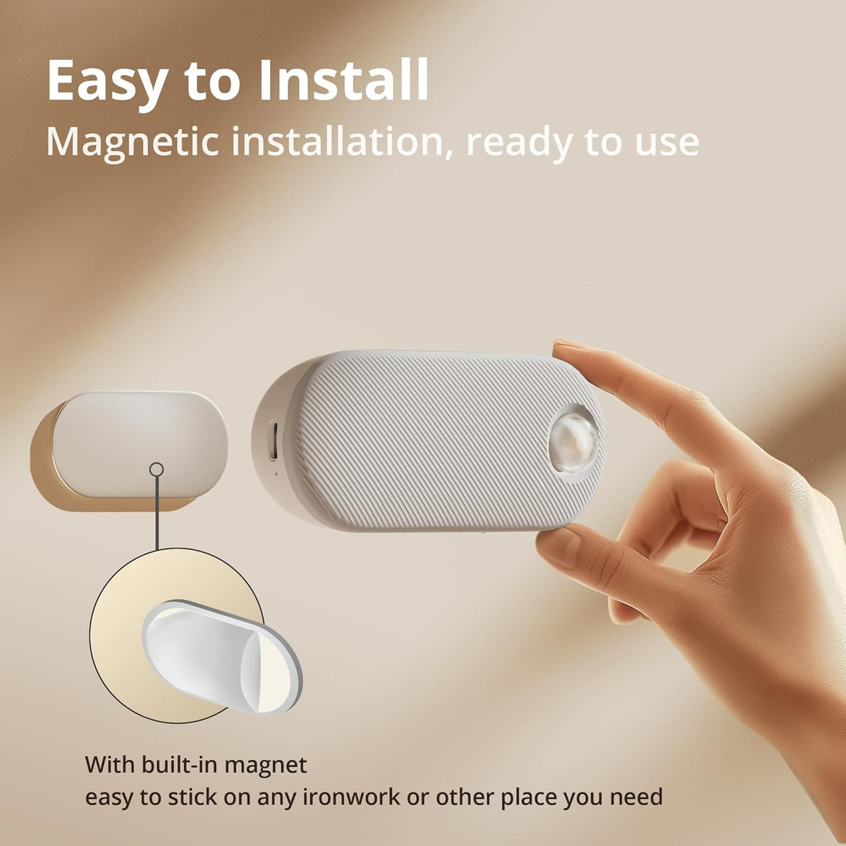 Lyridz Rechargeable Night Light with Motion Sensor, 1500mAh Battery Operated Nightlights, Stick-on