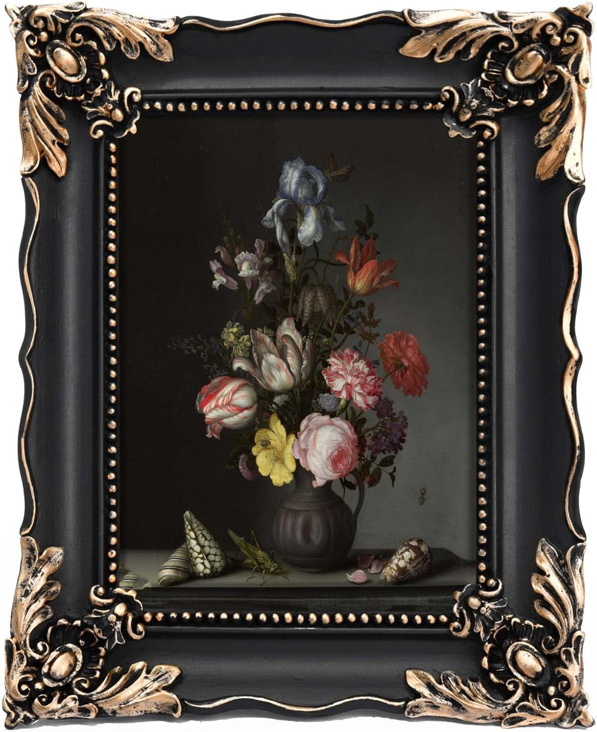 5x7 Vintage Picture Frame with Embossed Flower Design, Black Ornate Frame for 5x7 Pictures