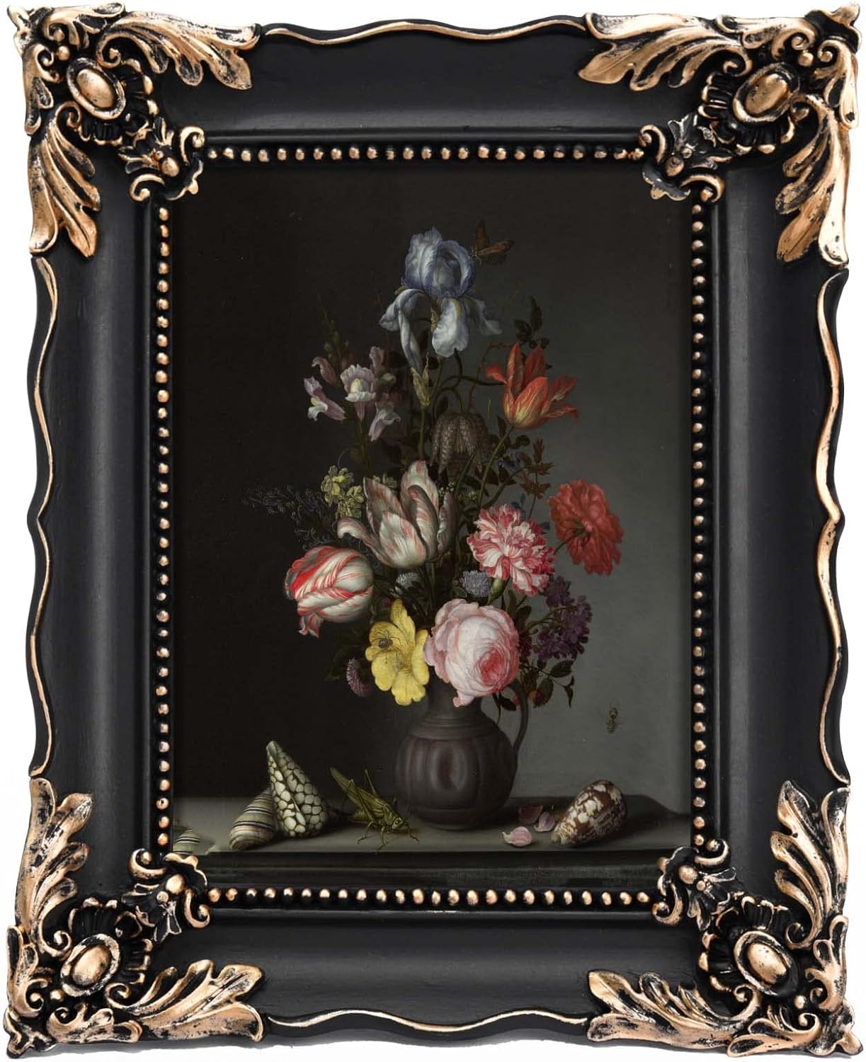 5x7 Vintage Picture Frame with Embossed Flower Design, Black Ornate Frame for 5x7 Pictures