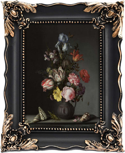5x7 Vintage Picture Frame with Embossed Flower Design, Black Ornate Frame for 5x7 Pictures