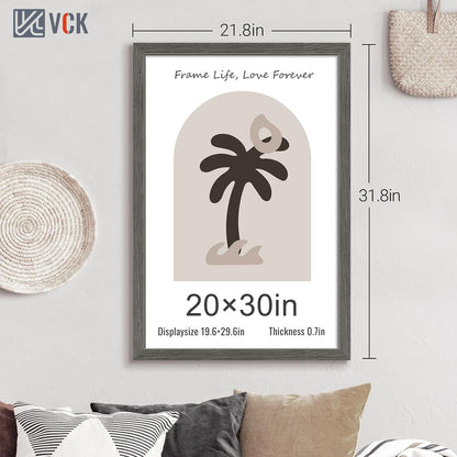 VCK 20x30 Frame 3 pack, Grey Solid Wood Poster Picture Frame, Exclusive Wood Grain, Wall Mounting