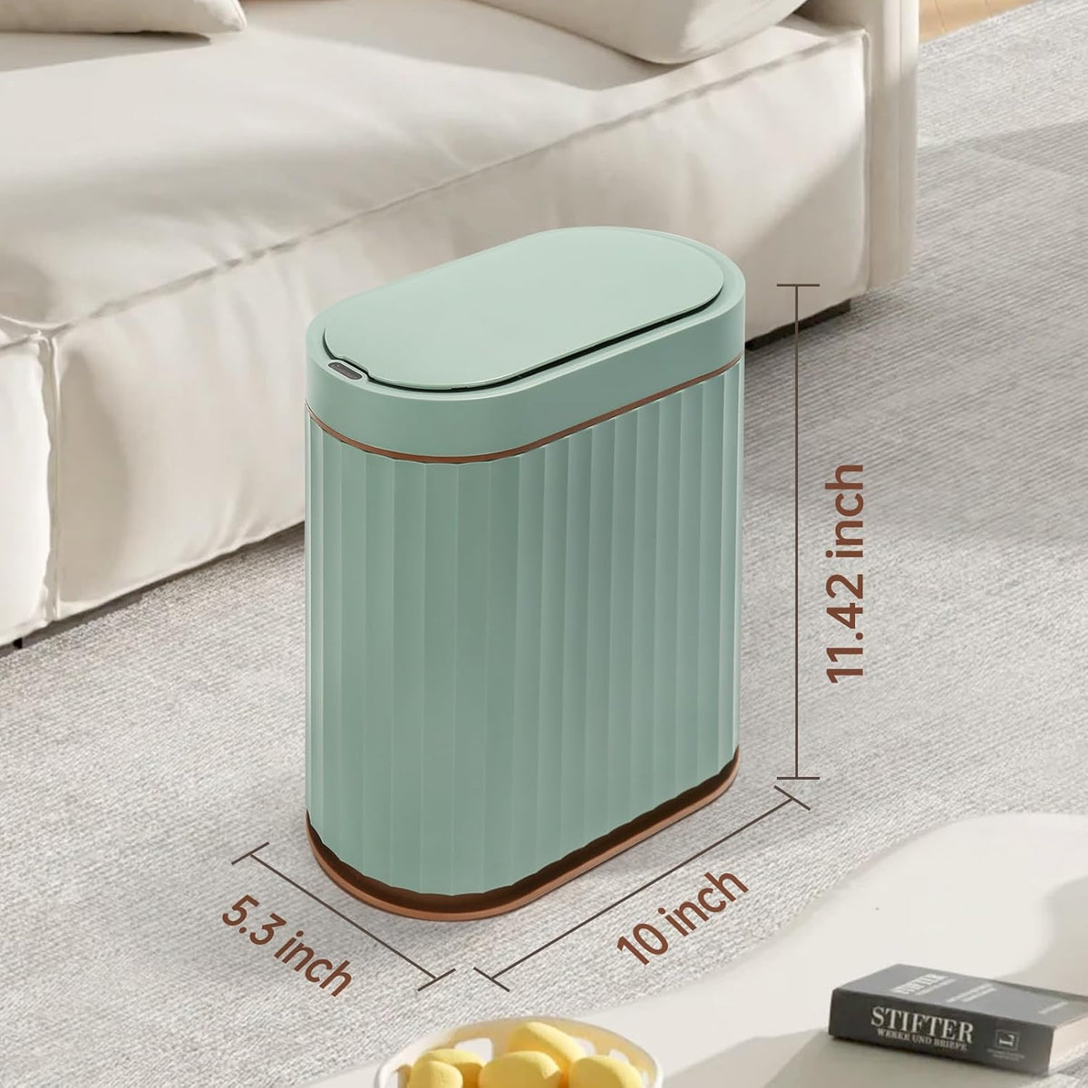 ELPHECO Bathroom Trash Can with Automatic Lid 2 Gallon Sensor Trash Bin, Smart Garbage Can IPX5
