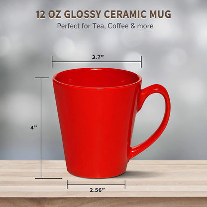 DISCOUNT PROMOS Glossy Ceramic Latte Coffee Mug 12 oz. Set of 10, Bulk Pack - Perfect for Tea