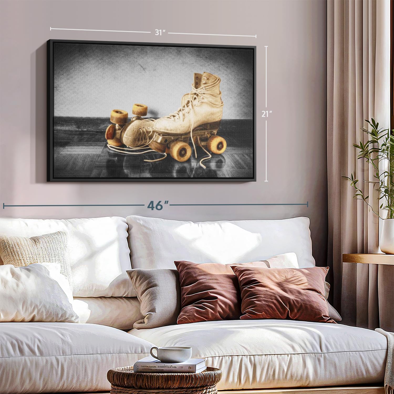 ElephantStock Vintage Skates Pop Wall Art - Horizontal Framed Canvas - 1-Piece Living Room Wall