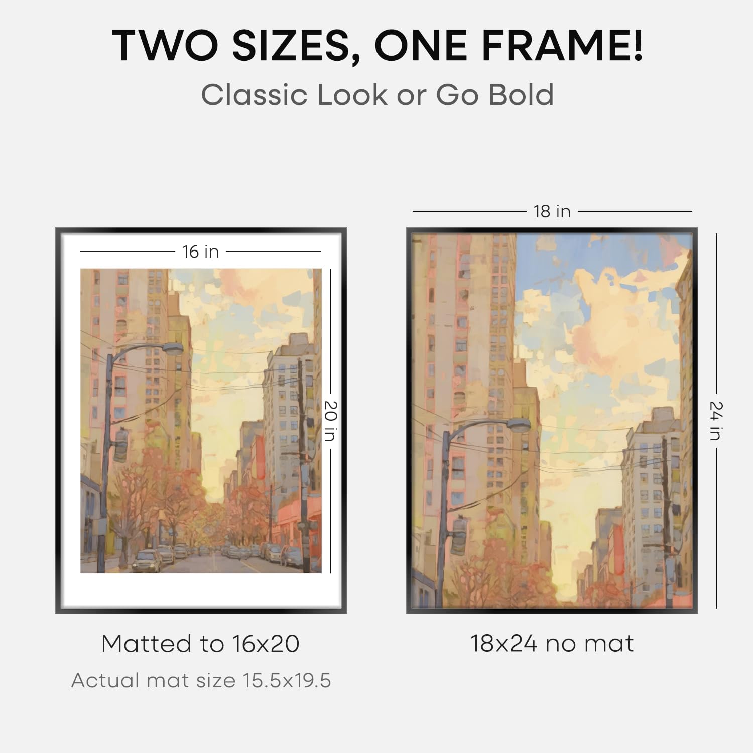Homeforia 18x24 Poster Frame Black, High End Metal 18 x 24 Picture Frames with Mat 16 by 20 inch