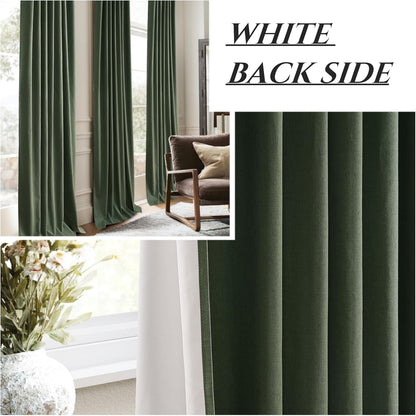 Pinch Pleated Curtains with Rings and Hooks Loden 102 Inch 8-1/2ft Tall Vintage Curtains for