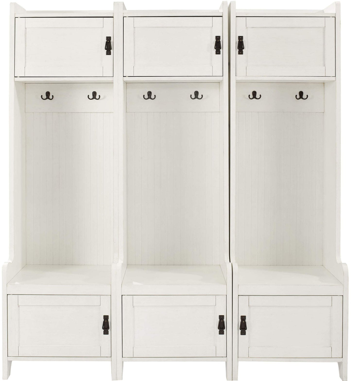 Crosley Furniture Fremont 3-Piece Hall Tree Entryway Set with Storage Cabinets and Coat Rack Hooks