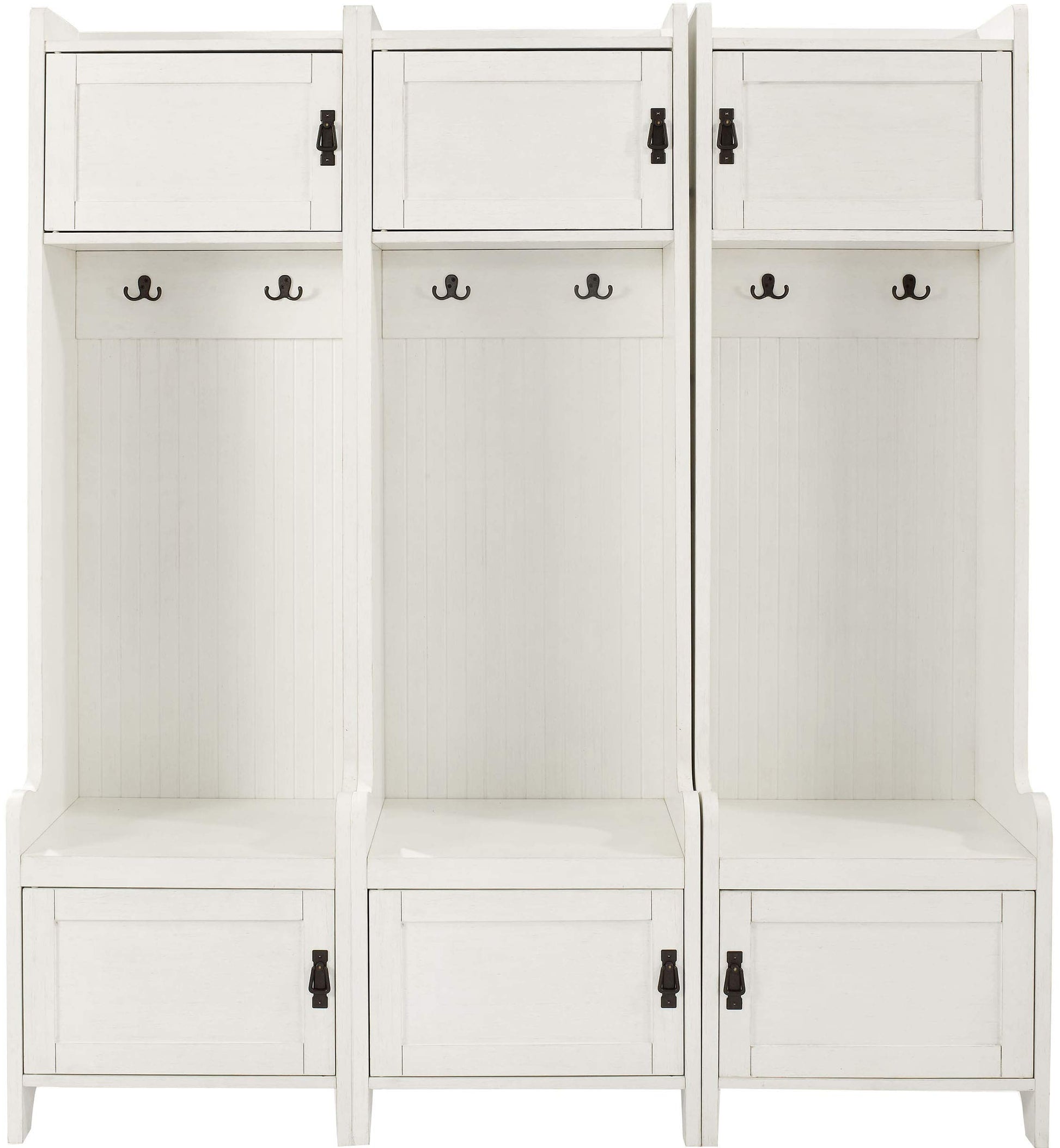 Crosley Furniture Fremont 3-Piece Hall Tree Entryway Set with Storage Cabinets and Coat Rack Hooks