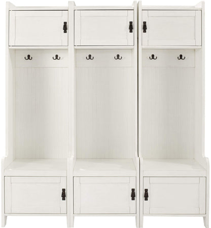 Crosley Furniture Fremont 3-Piece Hall Tree Entryway Set with Storage Cabinets and Coat Rack Hooks