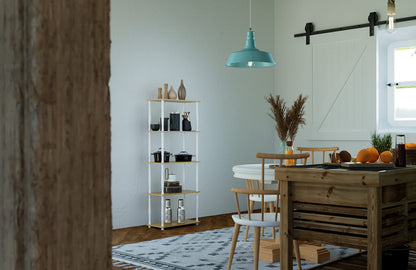 Furinno TURN-S-TUBE Storage Shelves, 5-Tier Book Shelf, Corner Shelf, Toolless Open Shelves