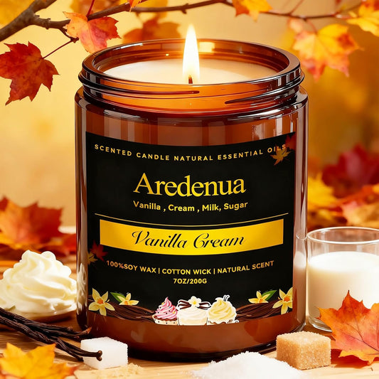 Vanilla Cream Candle – Soy Scented Candle for Home, Relaxation & Stress Relief, Clean Long Lasting