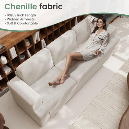 Sofa, 3 Piece Set Comfy Sofa, Loveseat & 2 3-Seater Couch with Deep Seats for Living Room, Modern