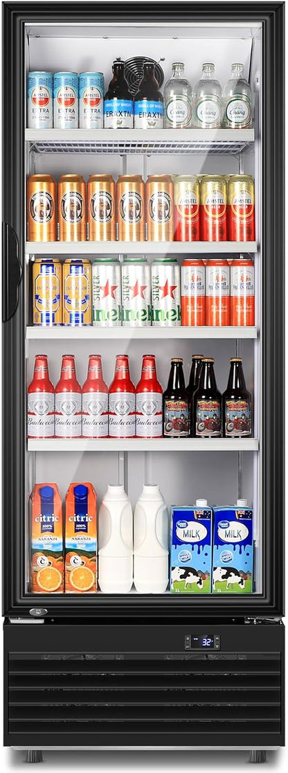 Tylza Commercial Refrigerator with Glass Door Display Beverage Fridge, 350L Upright Beverage Cooler