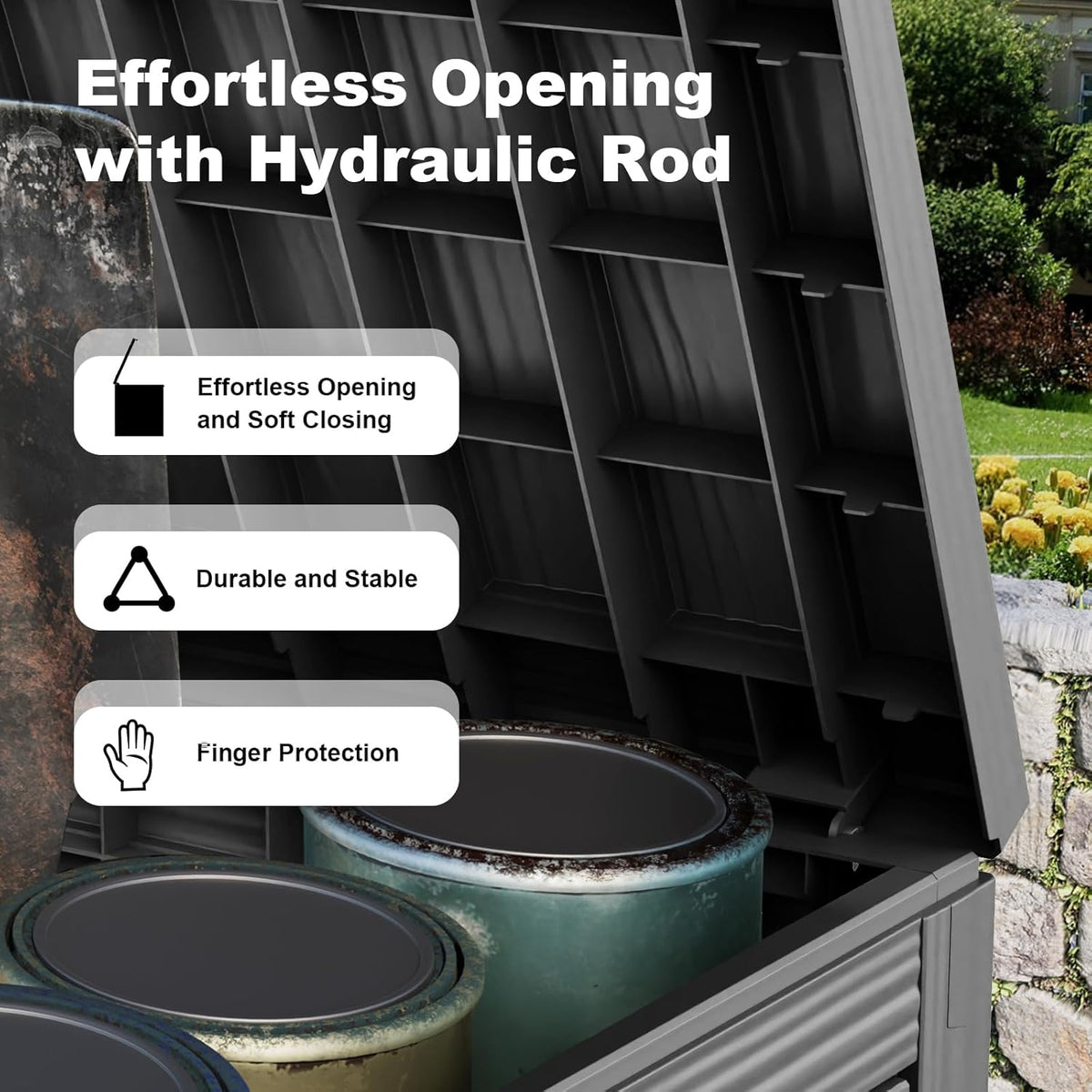 45 Gallon Resin Deck Box, Lockable Outdoor Storage Box for Patio Cushions Storage Furniture,Garden