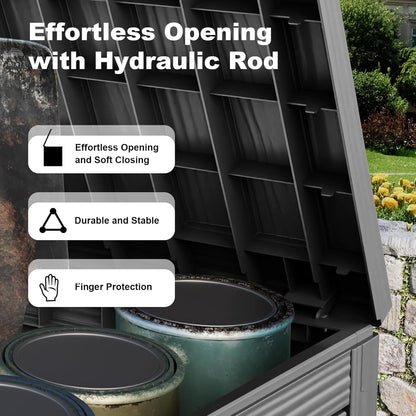 45 Gallon Resin Deck Box, Lockable Outdoor Storage Box for Patio Cushions Storage Furniture,Garden