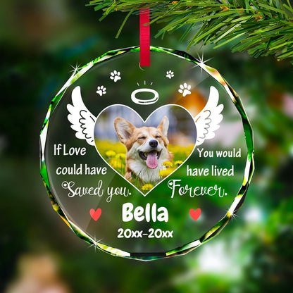 Personalized Memorial Pet Glass Ornament - Custom Picture Christmas Ornaments, Dog Forever in Our