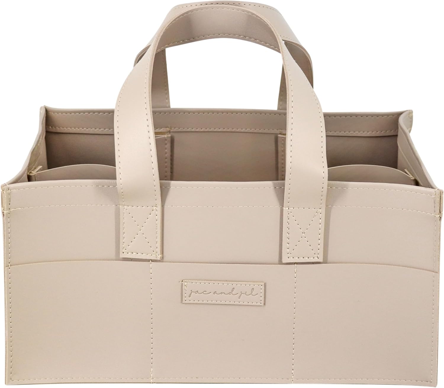 Premium Vegan Leather Baby Diaper Caddy Organizer – Portable Storage Basket for Newborn Essentials