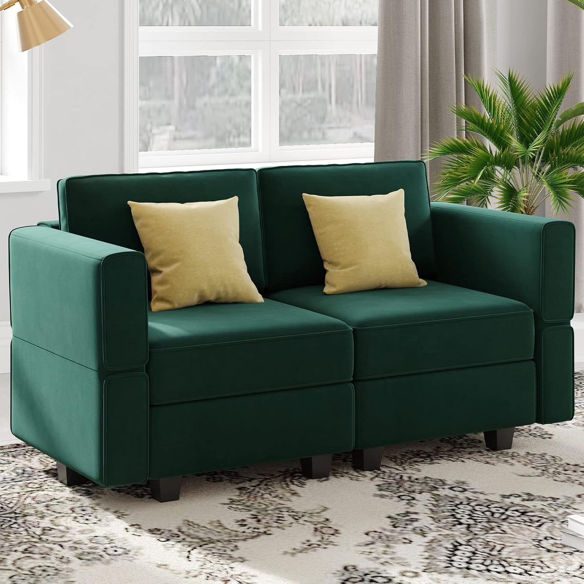Belffin Modular Loveseat Sofa Couch with Storage Seats Velvet 2 Seater Love Seats for Small Spaces