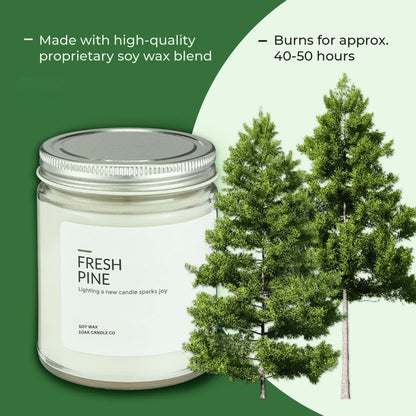 1OAK Soy Wax Candles (Fresh Pine) - Pine Candle - Soy Candles for Home Scented - Long Burning