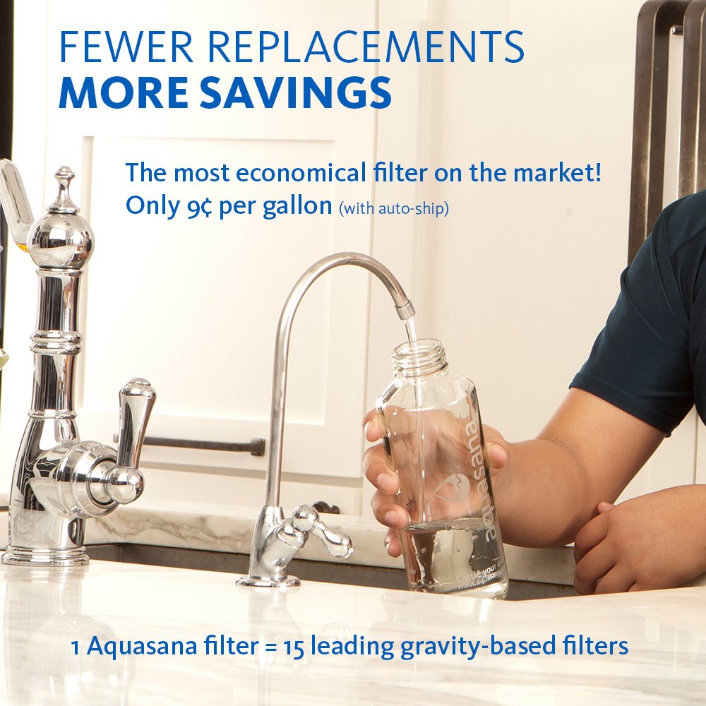 Aquasana Under Sink Water Filter System - Reduces PFAS, Lead, & Chlorine in Drinking Water - Under