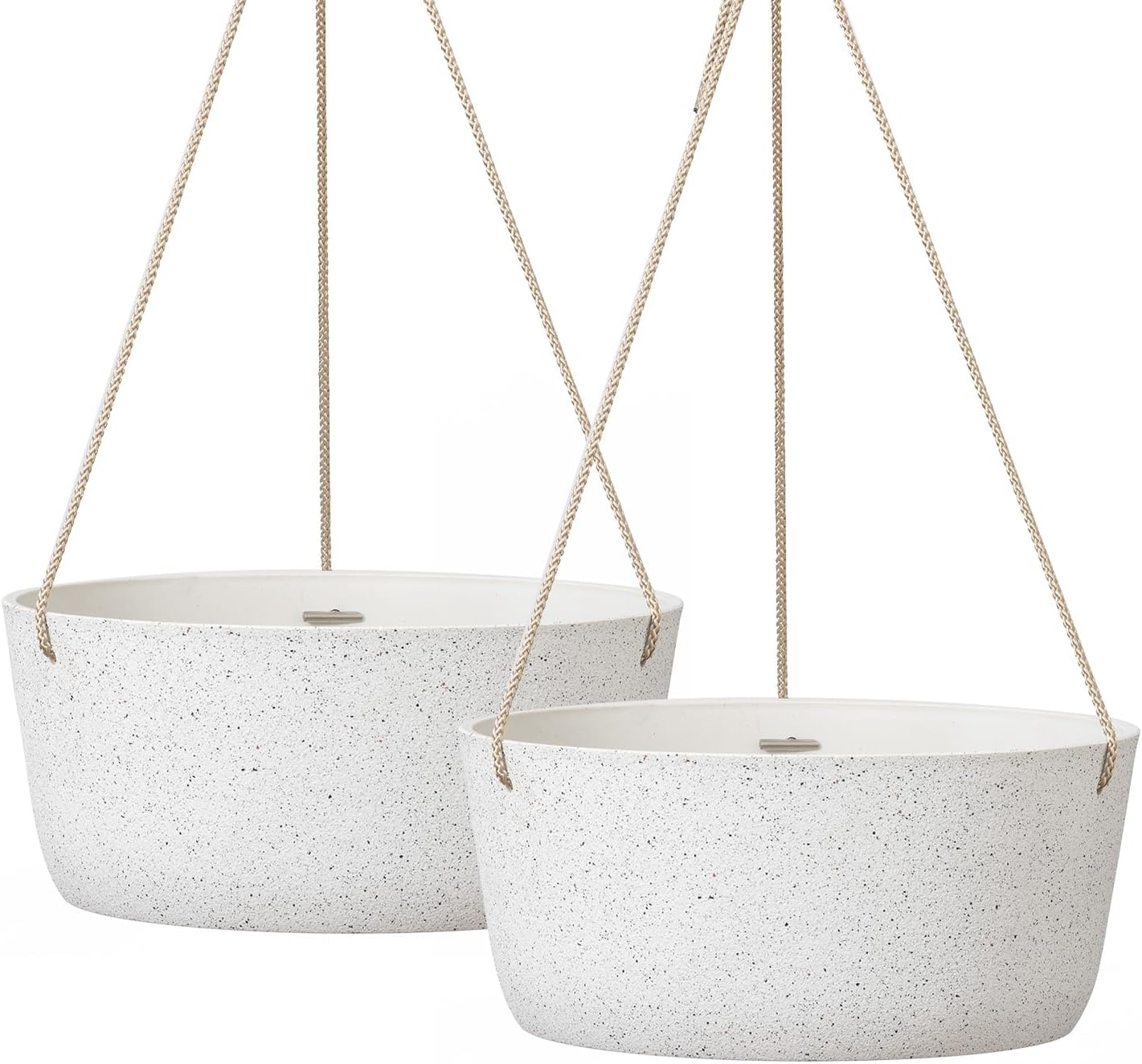 La Jolie Maison Large Hanging Planters - 12 Inch Outdoor Flower Pots, Hanging White Planters Set of