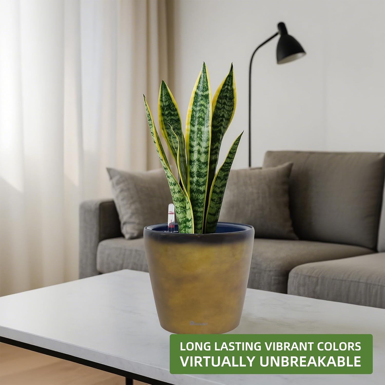 Dexceder 11x10 Inches Self Watering Planter Indoor Outdoor, Inner Pot Design, Thickened Table