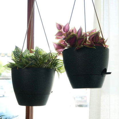 10 Inch Self Watering Hanging Pots, 2 Pack Hanging Planters with 40oZ Deep Reservior for Indoor