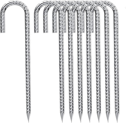 J-Hook-Rebar-Stakes-12 Inch, Ground Stakes Heavy Duty Rebar Stakes for Camping 8pcs Rebar Stakes